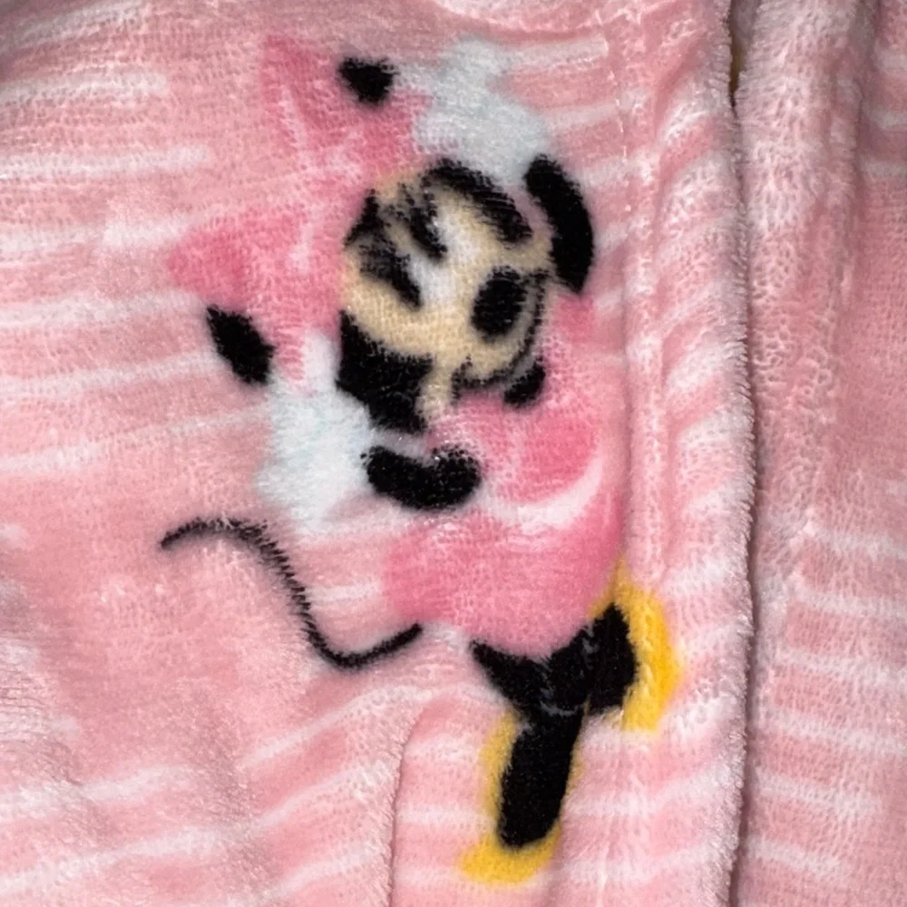 Disney Baby Pink Hooded Robe with Minnie Print Gently Loved 0-12m